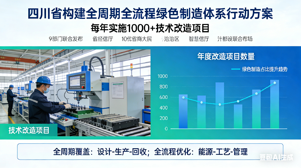 四川每年将实施1000个以上技术改造项目！省经信厅等9部门发布《四川省构建全周期全流程绿色制造体系行动方案》